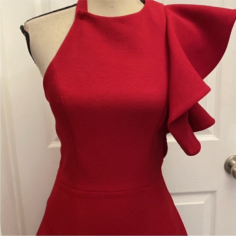 C/Meo Collective Chic One-Shoulder Red Dress with Ruffle Detail, S - Picture 7 of 13